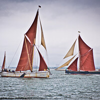 Buy canvas prints of Thames Barges in the estuary off Southend on Sea, Essex, UK. by Peter Bolton