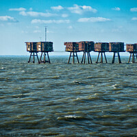 Buy canvas prints of Thames estuary WWII forts at Red Sands. Army/Navy Maunsell forts by Peter Bolton