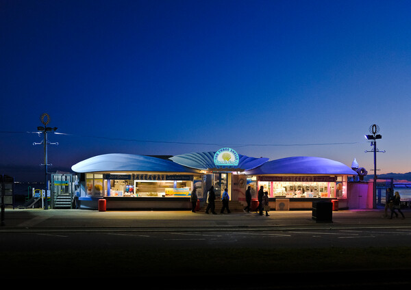Southend-on-Sea, Essex, UK. 'Three Shells Cafe' at Picture Board by Peter Bolton