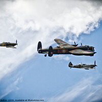Buy canvas prints of Battle of Britain Memorial Flight. Wellington, Spitfire and Hurricane. by Peter Bolton