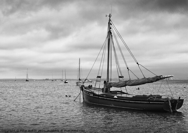 'Endeavour' at anchor. Dunkirk restored 'small ship' at Old Leigh, Essex, UK.  Picture Board by Peter Bolton