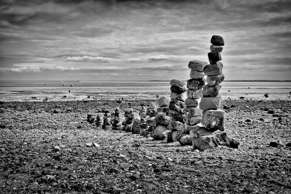 Abstract 'land art' on East Beach, Shoeburyness, Essex, UK. Picture Board by Peter Bolton