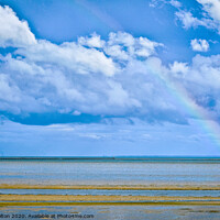 Buy canvas prints of Abstract seascape with weather front and rainbow. Thorpe Bay, Essex, UK. by Peter Bolton