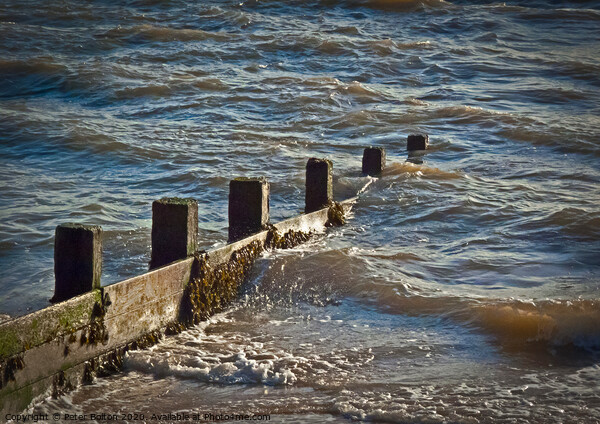 incoming tide at Westcliff on Sea, Essex, Picture Board by Peter Bolton