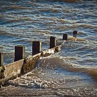 Buy canvas prints of incoming tide at Westcliff on Sea, Essex, by Peter Bolton