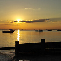 Buy canvas prints of Sunset over the sea at Thorpe Bay, Essex, UK by Peter Bolton