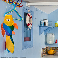 Buy canvas prints of Inside corner of a beach hut. Colourful still life. by Peter Bolton