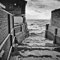 Buy canvas prints of Boat slipway between buildings in Leigh on Sea, Essex, UK. by Peter Bolton