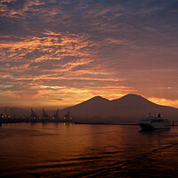 Buy canvas prints of Bay of Naples and Vesuvius at first light. by Peter Bolton