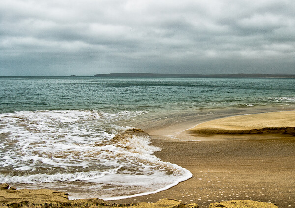 Incoming tide at Porthminster Beach, St. Ives, Cornwall, UK Picture Board by Peter Bolton