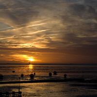 Buy canvas prints of An amazing sunset over the estuary at Westcliff on Sea, Essex, UK by Peter Bolton