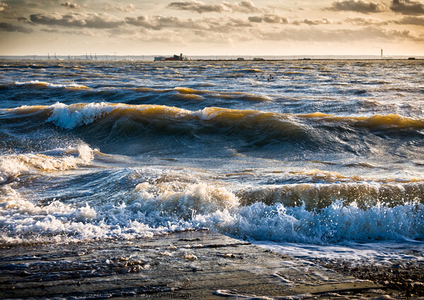  Evening Waves at Southend Pier, Essex, UK Picture Board by Peter Bolton