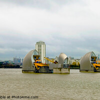 Buy canvas prints of The Thames Flood Barrier, River Thames, London, UK. by Peter Bolton