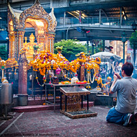 Buy canvas prints of The Erawan Shrine in Bangkok, Thailand. #1 in a series. by Peter Bolton
