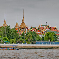 Buy canvas prints of View of The Grand Palace from the Chao Phraya River, Bangkok, Thailand. by Peter Bolton