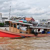 Buy canvas prints of A tourist excursion boat on the Chao Phraya river, Bangkok, Thailand. by Peter Bolton
