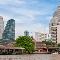 Buy canvas prints of Apartment towers including 'State Tower' (right) in Bangkok, Thailand. by Peter Bolton
