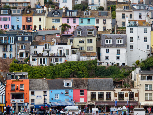 Detail of some of the colourful houses surrounding the harbour in Brixham, Devon, UK. Picture Board by Peter Bolton