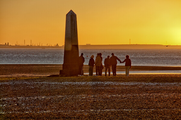 'The Crowstone' on the Thames Estuary foreshore at Chalkwell Beach, Southend on Sea, Essex, UK. Picture Board by Peter Bolton