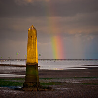 Buy canvas prints of 'The Crowstone' on the Thames Estuary foreshore at Chalkwell Beach, Southend on Sea, Essex, UK. by Peter Bolton