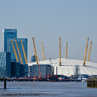 Buy canvas prints of The O2 Arena from the River Thames at Greenwich, London. by Peter Bolton