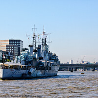 Buy canvas prints of Museum ship HMS Belfast moored on the River Thames by Peter Bolton