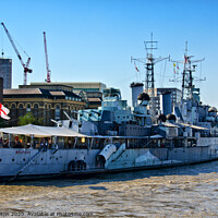 Buy canvas prints of Museum ship HMS Belfast moored on the River Thames by Peter Bolton