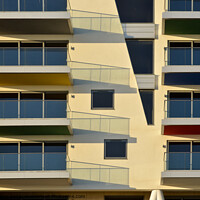 Buy canvas prints of Apartments at Westcliff on Sea form abstract patterns in the sunlight . by Peter Bolton