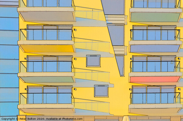 Abstract image formed by apartment architecture at Westcliff on Sea, Essex, UK. Picture Board by Peter Bolton