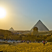 Buy canvas prints of The pyramid site at Giza, Egypt. by Peter Bolton