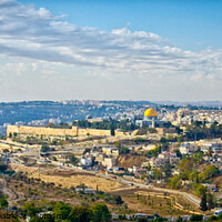 Buy canvas prints of Panoramic view of the City of Jerusalem from one of the surrounding hills, Israel. by Peter Bolton