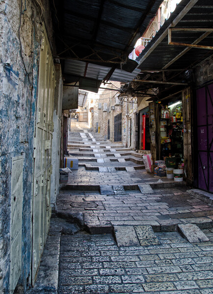 An alley in the Old City, Jerusalem, Israel. Picture Board by Peter Bolton
