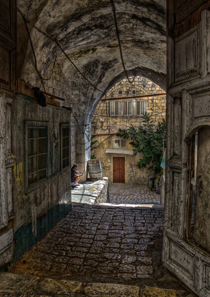 Secluded entry in the Old City, Jerusalem, Israel. Picture Board by Peter Bolton
