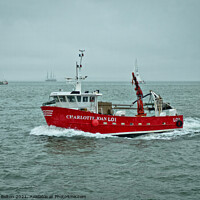 Buy canvas prints of 'Charlotte Joan' cockle fishing boat off Southend on Sea, Essex, UK. by Peter Bolton