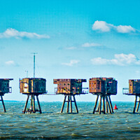 Buy canvas prints of The Maunsell Forts are WWII armed towers built at 'Red Sands' in The Thames Estuary, UK. by Peter Bolton