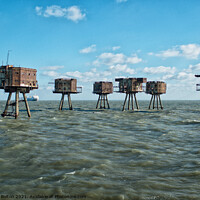 Buy canvas prints of The Maunsell Forts, WWII armed towers built at 'Red Sands' in The Thames Estuary, UK. by Peter Bolton