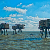Buy canvas prints of The Maunsell Forts, WWII armed towers built at 'Red Sands' in The Thames Estuary, UK. by Peter Bolton