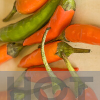 Buy canvas prints of Kitchen Poster #1 - Chillies. by Peter Bolton