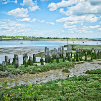 Buy canvas prints of South Fambridge medieval  remains of fishing piers, River Crouch, Essex, UK. by Peter Bolton