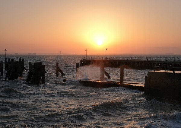 Sunset at Gogs Berth, The Garrison, Shoeburyness, Essex, UK. Picture Board by Peter Bolton