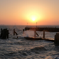 Buy canvas prints of Sunset at Gogs Berth, The Garrison, Shoeburyness, Essex, UK. by Peter Bolton