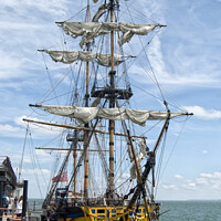 Buy canvas prints of Grand Turk replica Nelson era Warship at Southend on Sea, Essex, UK. by Peter Bolton