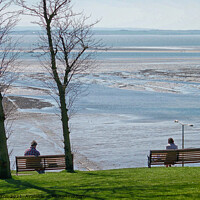 Buy canvas prints of View overlooking the estuary from the cliff gardens, Southend on Sea, Essex, UK. by Peter Bolton