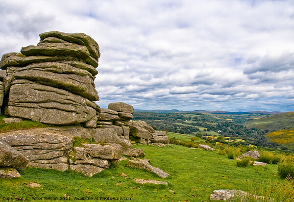Dartmoor looking towards the south. Devon, UK. Picture Board by Peter Bolton
