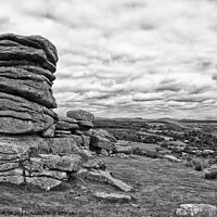 Buy canvas prints of Dartmoor looking towards the south. Devon, UK. Black and white. by Peter Bolton