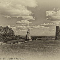 Buy canvas prints of Ruins of Hadleigh Castle, Essex, UK. Monochrome process. by Peter Bolton
