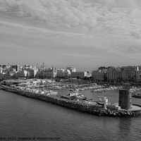 Buy canvas prints of Entrance to the marina, Casablanca, Morocco. Black and white, by Peter Bolton