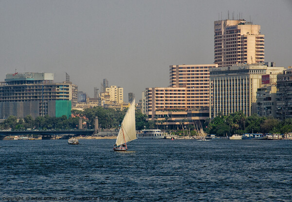 Arab Dhow sailing vessel on the River Nile, Cairo, Egypt. Picture Board by Peter Bolton