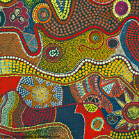 Buy canvas prints of Traditional Aboriginal artwork on fabric. by Peter Bolton