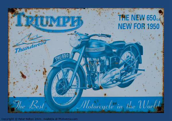 Vintage enamel sign showing Triumph motorcycle Picture Board by Peter Bolton